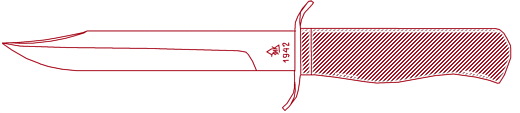 Нож НР-40 с развитой S-образной гардой, рассчитанной на обратный хват ножа