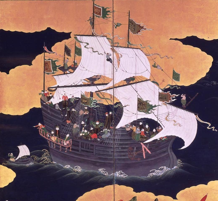 Португальский«черный корабль» в бухте Нагасаки