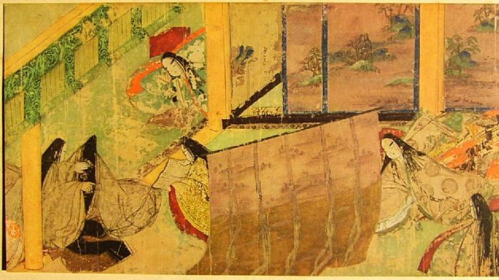 Иллюстрация к главе 50, «Беседка» «Повести о Гэндзи». Ок. 1130 г. Музей Токугава в Нагое, Япония