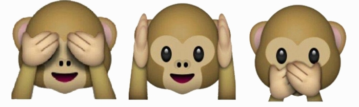 Три обезьяны в стандартном наборе эмотиконов в операционной системе iOS 6