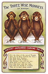 Почтовая открытка «The Three Wise Monkeys», США