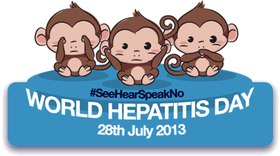 Логотип Всемирного дня борьбы с гепатитом в 2013 г. с тремя обезьянами