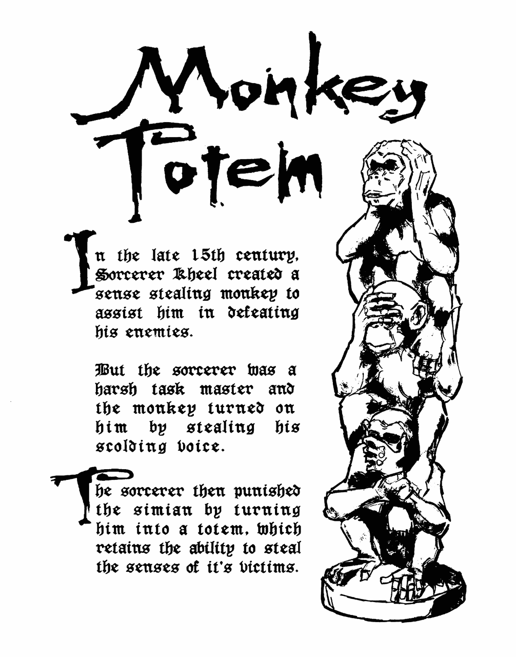 Страница из Книги Таинств с описанием обезьяньего тотема