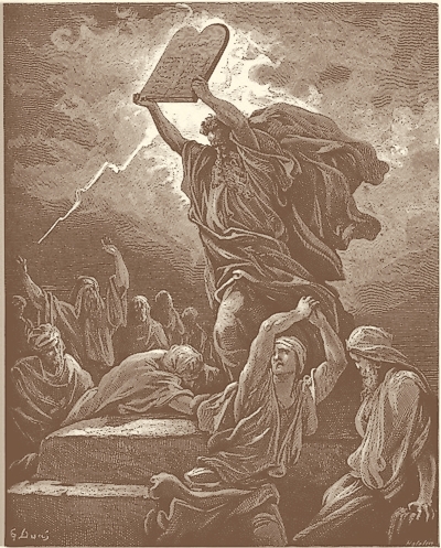 Моисей со скрижалями Завета. Гравюра Густава Доре