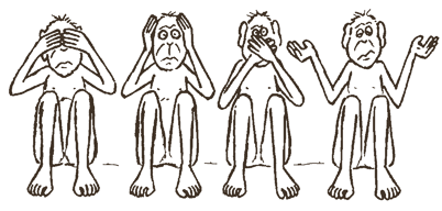 Четыре обезьяны: не вижу, не слышу, не говорю и не делаю
