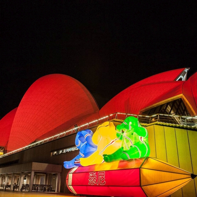 Три обезьяны перед Сиднейским оперным театром