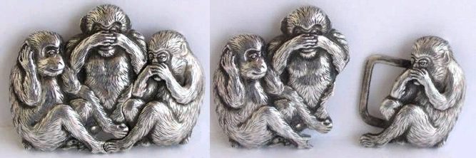 Пряжка для ремня с тремя обезьянами