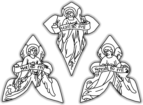 Три ангела на витражах храма св. Павла в Роквардине, Англия